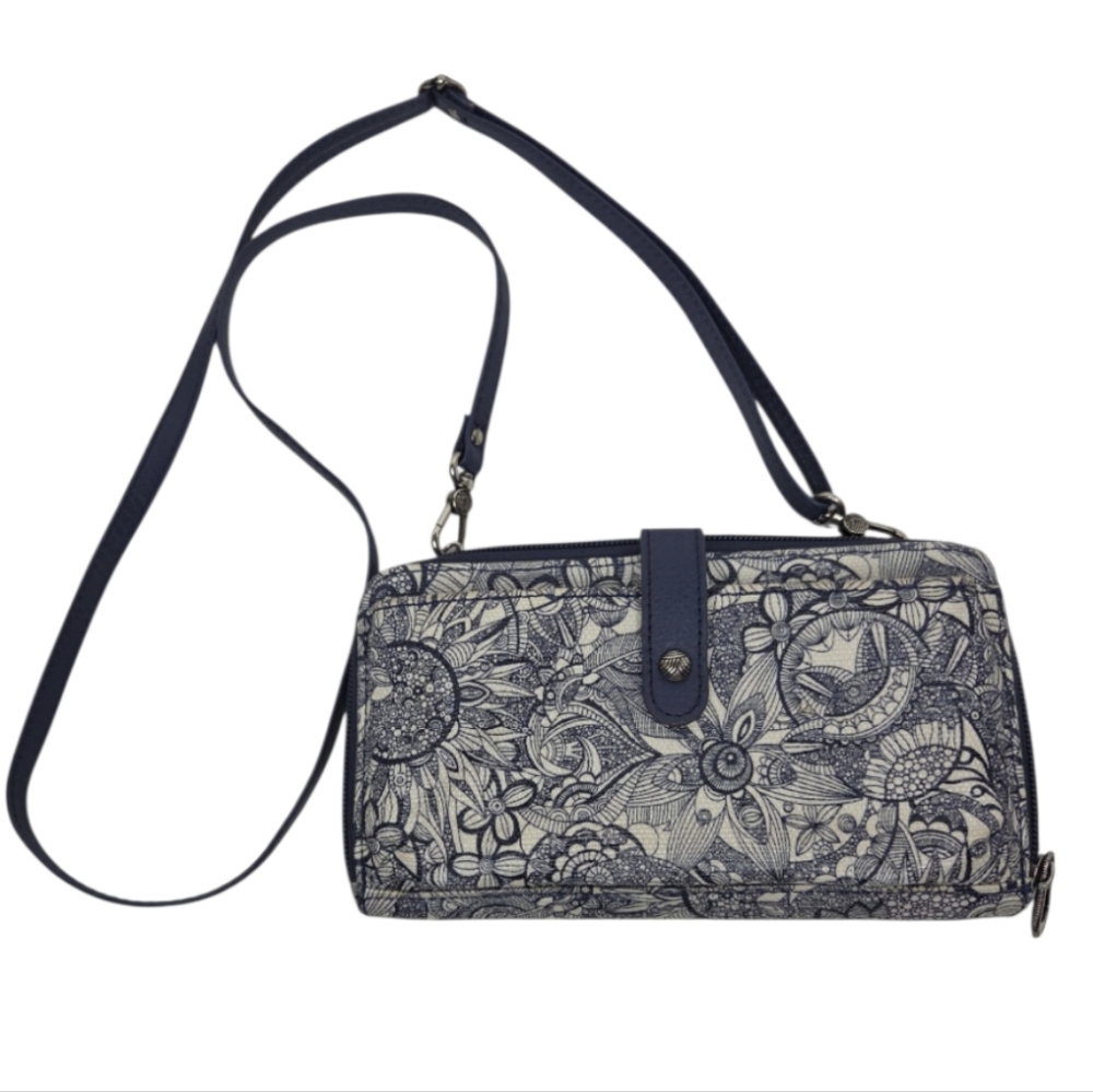 Sakroots Olympic Smart Phone Crossbody Wallet Navy Spiral